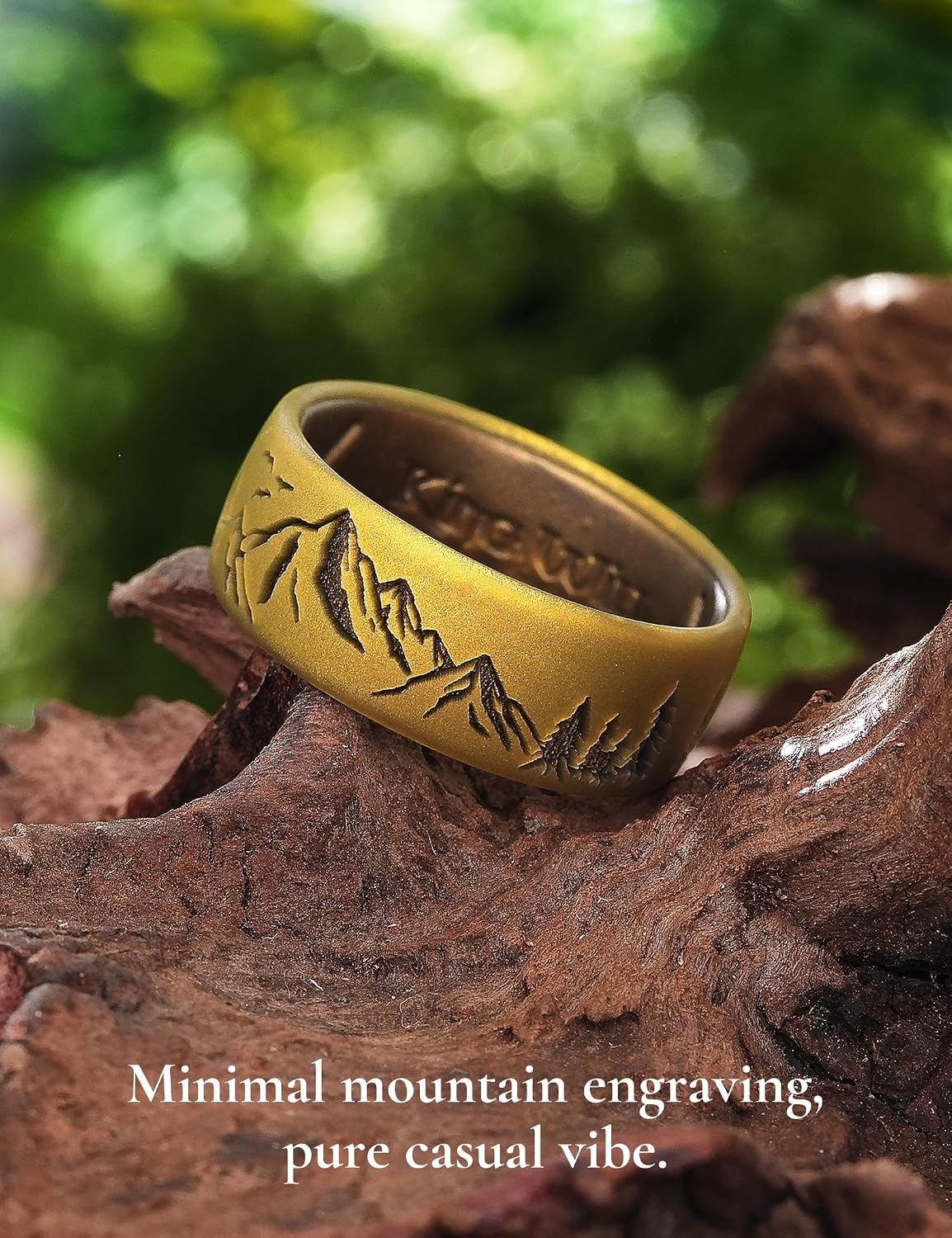 King Will Mens Mountain Silicone Rings 8mm Lasered Rubber Wedding Bands
