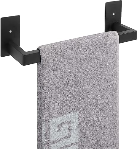 Miniatura 9 de NearMoon - Toallero de barra autoadhesivo para baño de acero inoxidable, estante de pared cuadrado para colgar toallas, estilo contemporáneo, Níquel