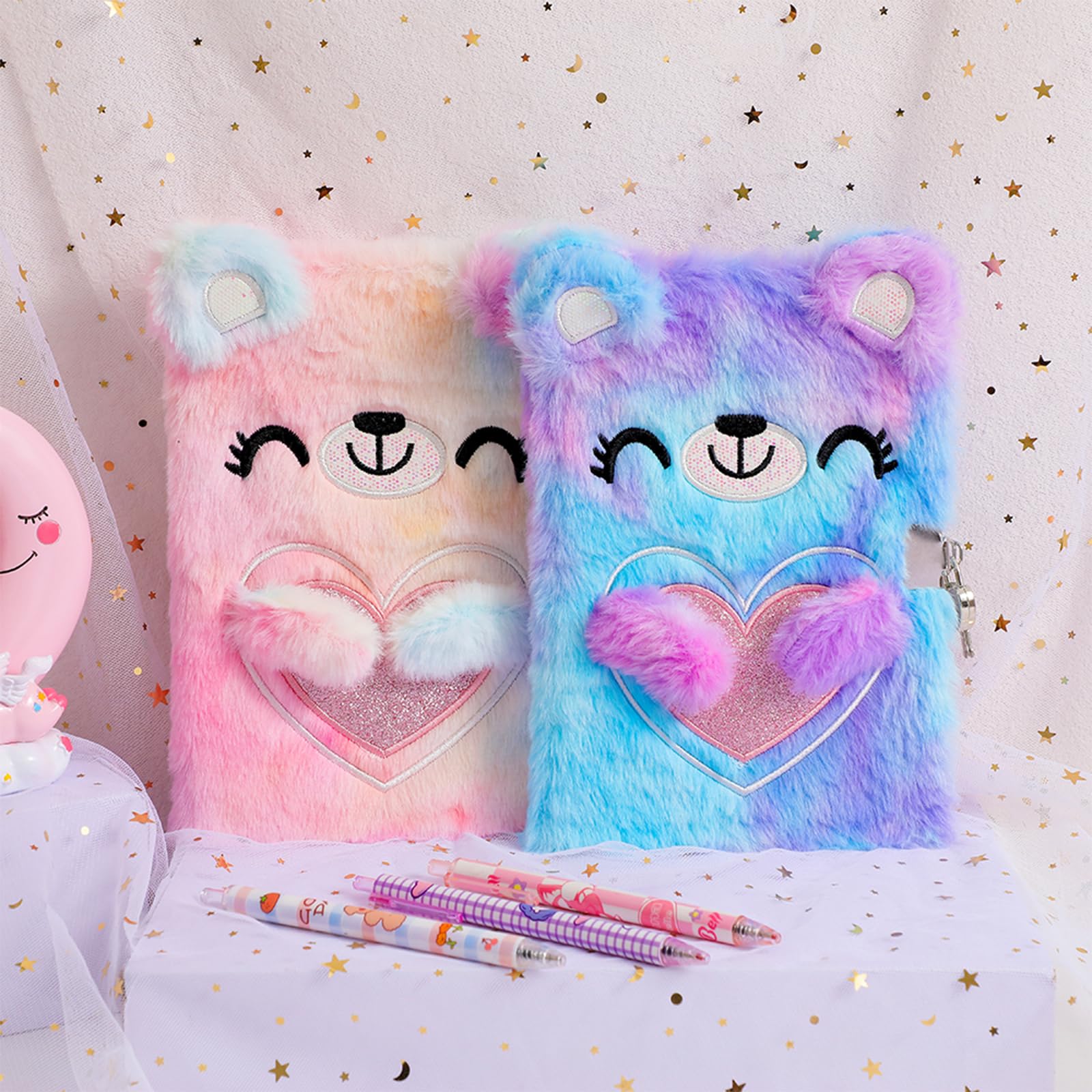 Journal Intime Fille avec Cadenas Carnet Secret Cadeau Fille Ours de dessin animé Multicolore