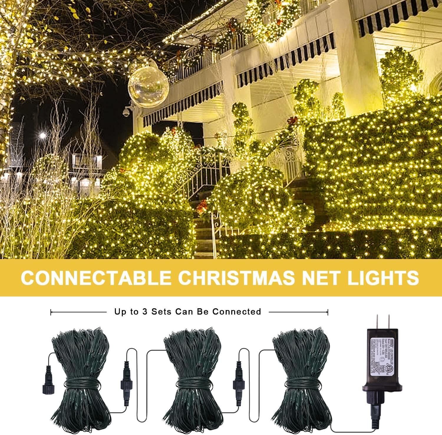 Joomer 12ft x 5ft 360 LED Christmas Net Lights, 8 Modes Bush Mesh