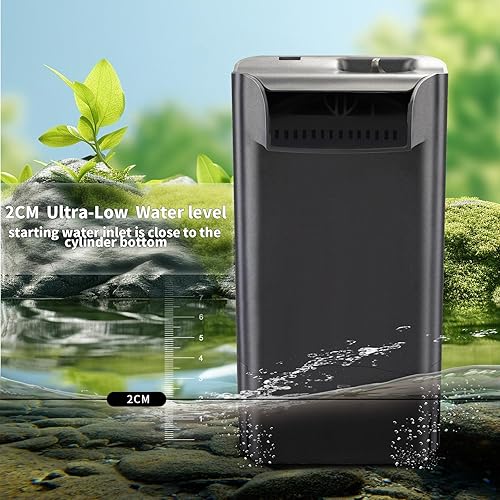 Miniatura 4 de Filtro de tanque de tortuga mejorado, filtros internos ajustables para acuario, filtro de cascada de reptiles silencioso, biofiltración de 3 etapas,