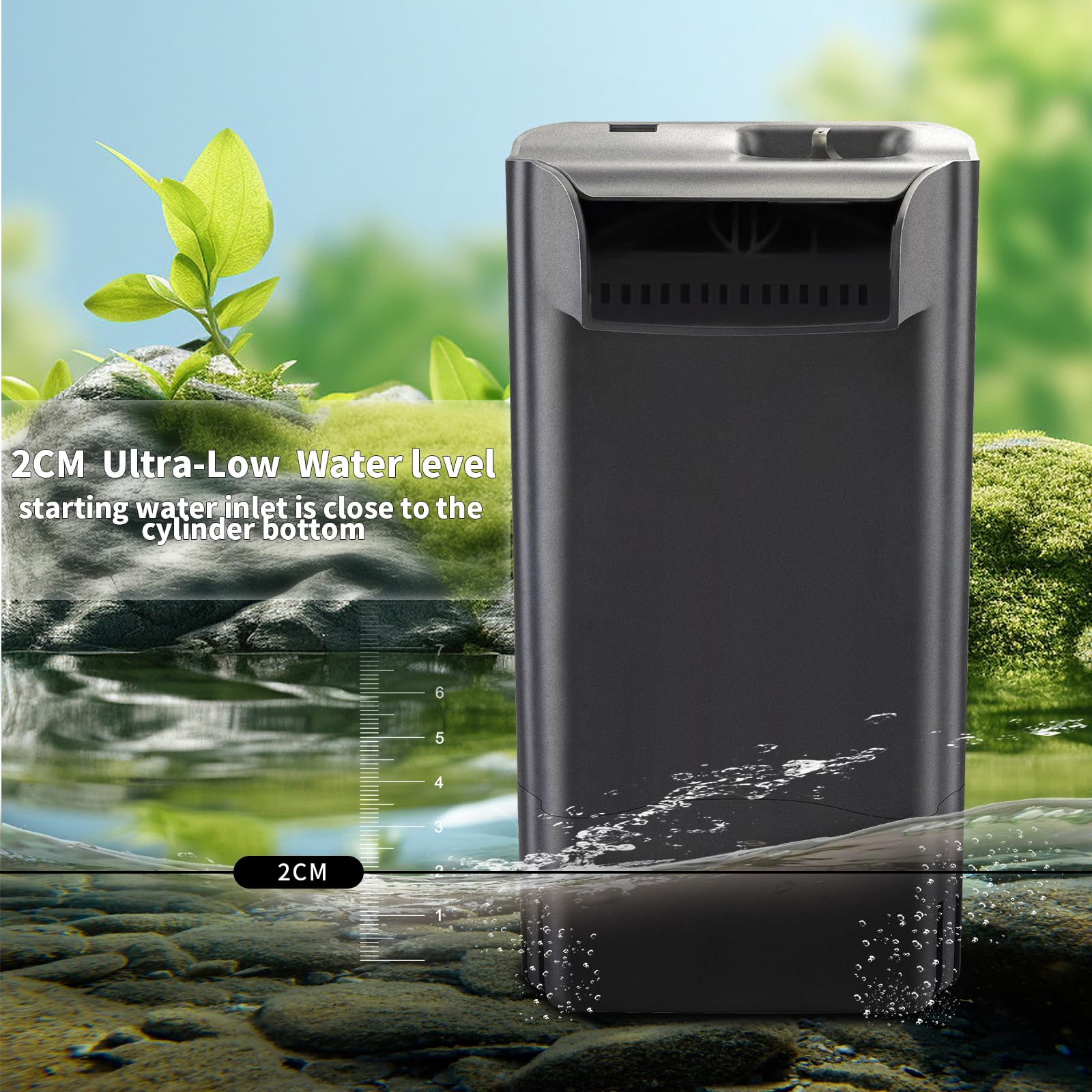 Filtre de réservoir de Tortue réglable pour Aquarium - Silencieux - Filtre Cascade en 3 étapes - Faible Niveau d'eau pour Reptiles, crevettes, Grenouilles