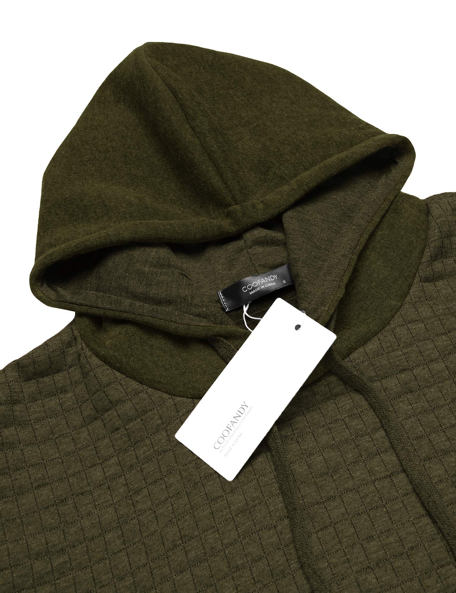 COOFANDY Felpa con Cappuccio da Uomo a Maniche Lunghe da Lavoro Pullover Jacquard a Quadri con Cappuccio