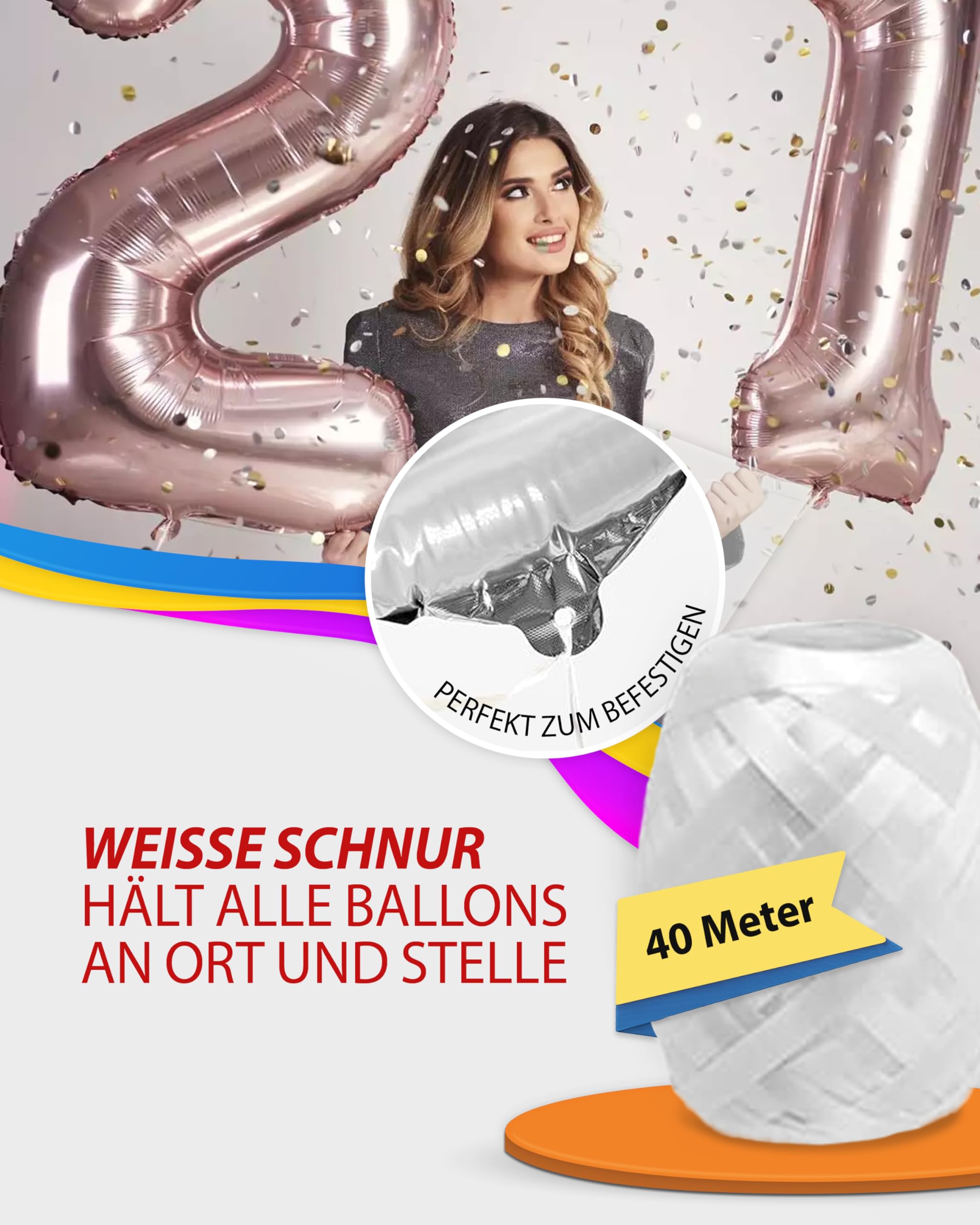 Party Factory – Helium Gasflasche 400L Komplett Set mit XXL Zahlenballon "20" Silber – Partydeko Ballongas Flasche mit Folienballon, 30 Latexballons & 40m Ballonschnur – Für Geburtstage & Feiern