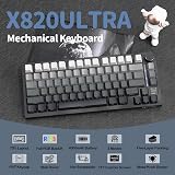 YINDIAO ATTACK SHARK X820 Ultra Gasket Mechanical Keyboard with TFT Screen & Knob, 75% ANSI Layout, 2.4Ghz/BT/Wired, 5 Sound Absorbing Foams,Hot-Swap Linear Switch,for PC,MAC (Moonlight, Gift Switch) - 2