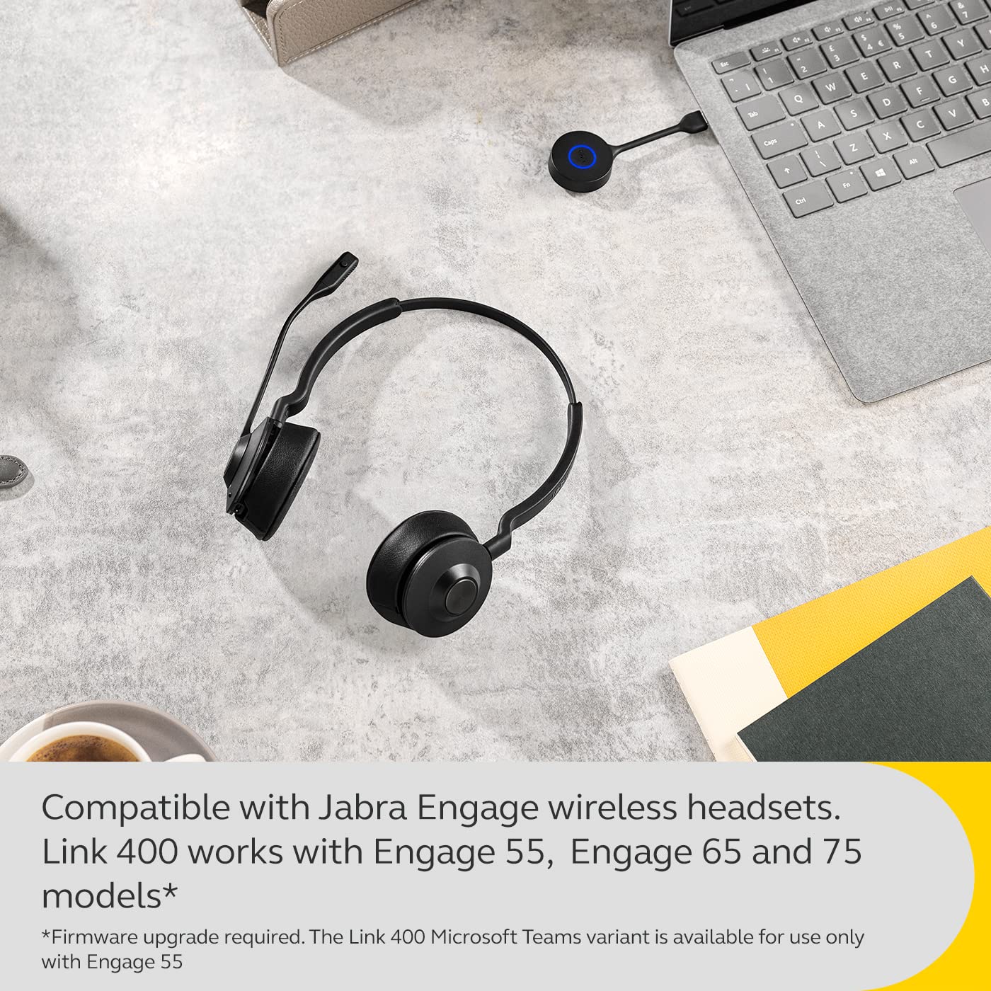 Jabra Link 400 USB-A DECT Adapter - Tragbarer und langlebiger Dongle mit bis zu 150 m geschützter Funkreichweite für ausgewählte Jabra Engage Wireless Headsets - MS Variante - Schwarz, 14205-11