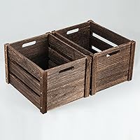 Vista 1 de Cajas de madera, cajas de madera de granja para almacenamiento con asas, caja de madera maciza para exhibición, caja de madera grande duradera hecha