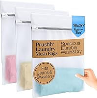 Vista 1 de 3 bolsas espaciosas de malla duradera (16 x 20 pulgadas) que protegen los delicados, malla fina para lavado y secado uniformes, cremallera