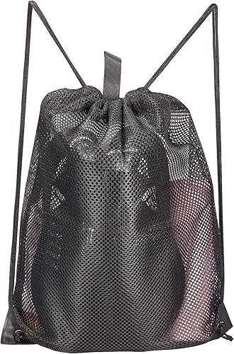 Miniatura 2 de HAOGUAGUA Paquete de 2 bolsas de malla con cordón, bolsa de malla para gimnasio, lavandería, conchas y hallazgos de playa, bolsa de caza de hongos,