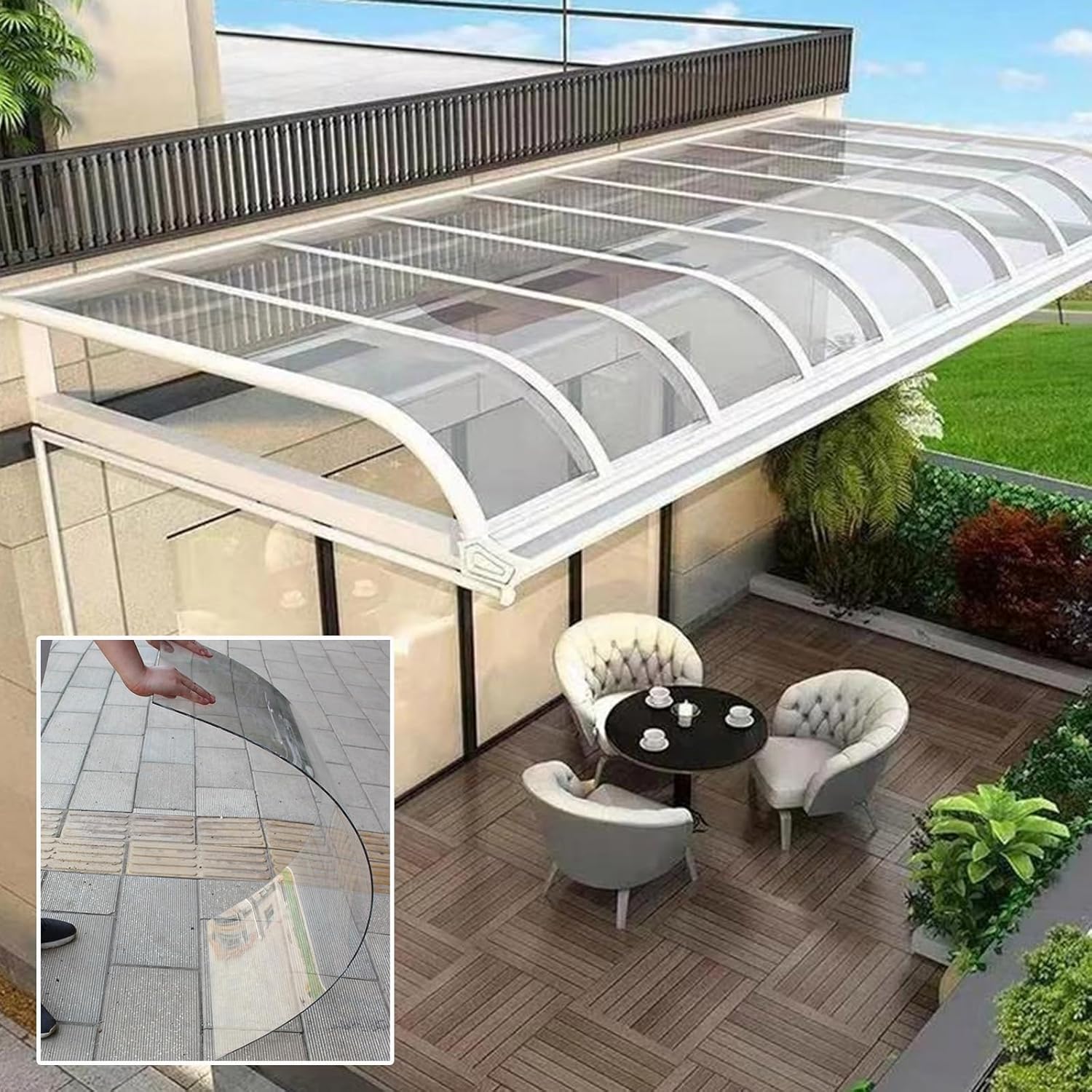 Polycarbonate Roofing Sheet - 1mm Clear Greenhouse Panel, Easy to Cut, Perfect for Patios, Partitions, and Awnings, Durable Outdoor Covering