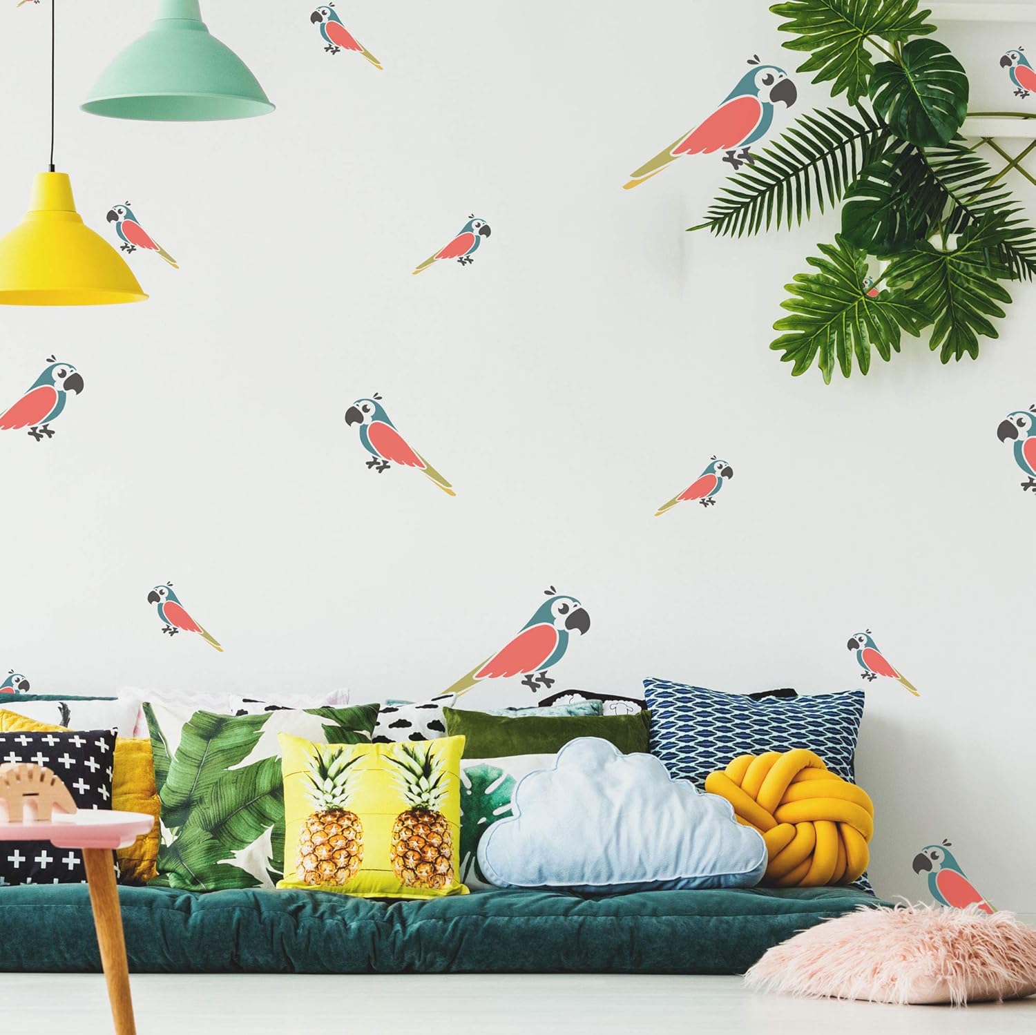NAKLEO Painting Stencils Set for Kids, 5 Pcs Templates 3.5" to 13.4" Parrot Bird Animal, Plastic and Reusable Drawing Stencils, Children Room Decor, Craft DIY Wall Furniture