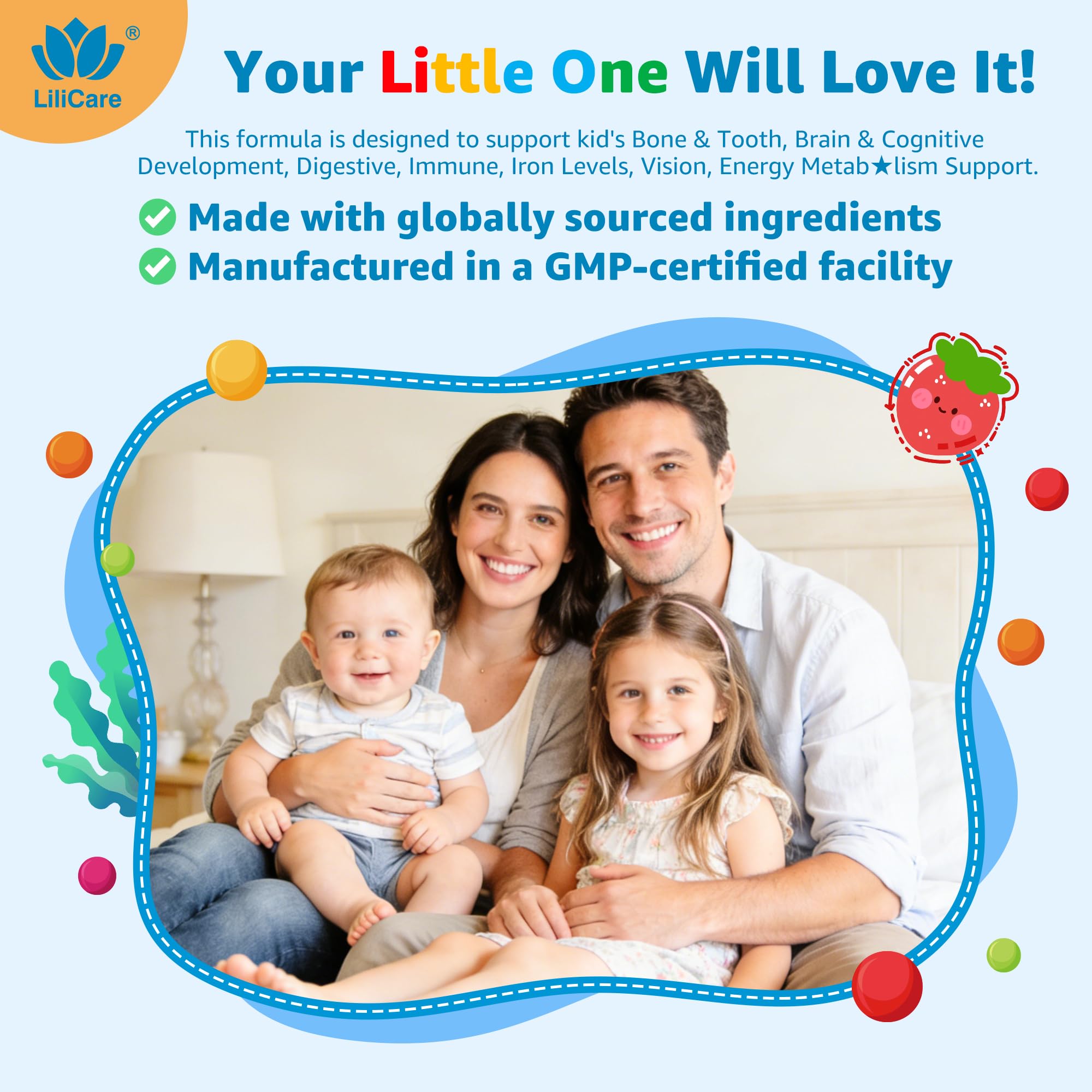 Toddler 2-3 & Kids 4+ Multivitamin Gummies w/ Iron, Omega-3, ARA, Calcium, Prebiotic, Methylated Picky Eater Vitamins for Kids 2+ Growth & Development | Vitamin C, D3 K2, B12, Methylfolate, Sugar Free — Amazon image 9