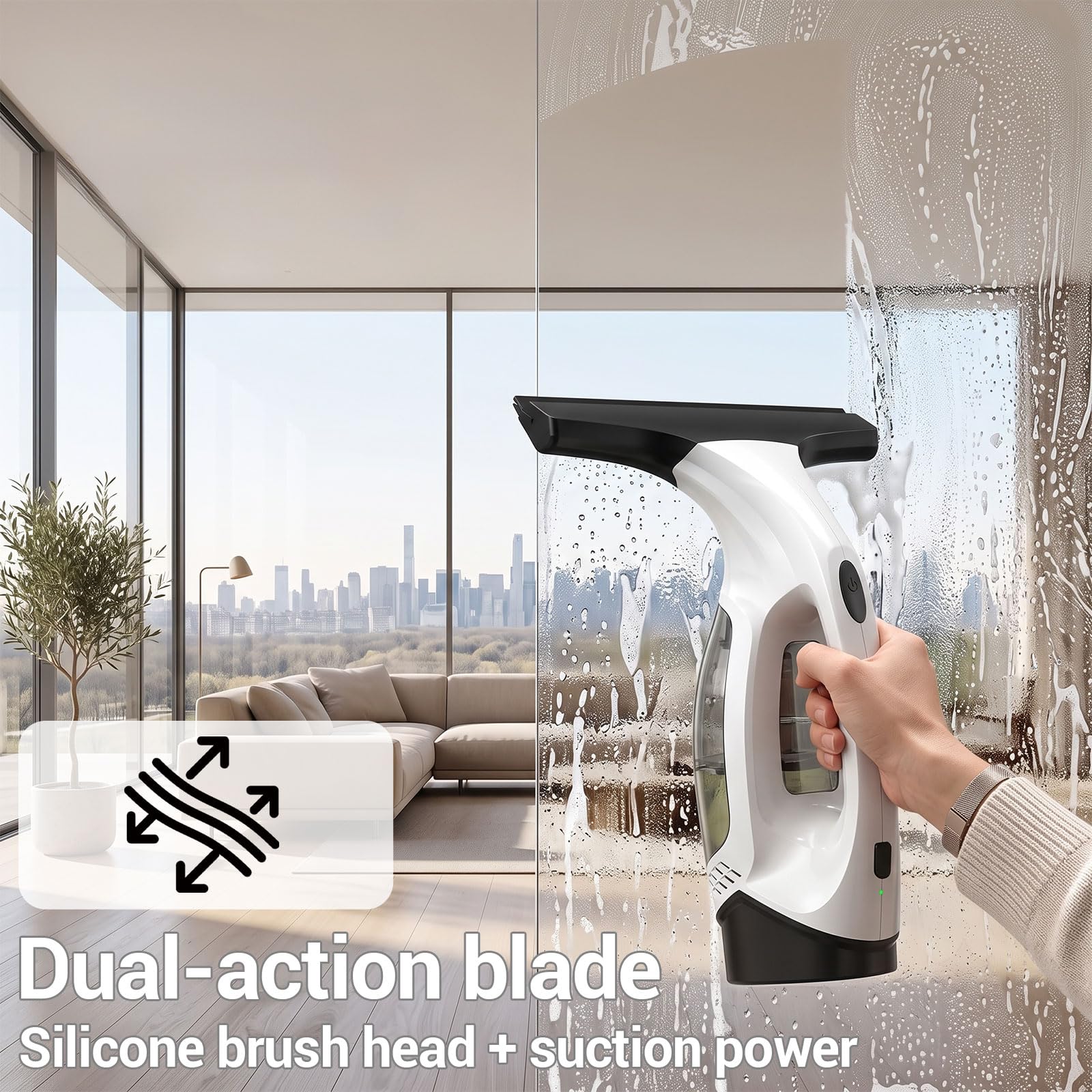 Fensterputzer Set, Elektrischer Fensterreiniger, kabelloser Fensterreiniger für Fenster, Spiegel, Fliesen, Duschkabinen und Glas, wiederaufladbarer Fensterwischer