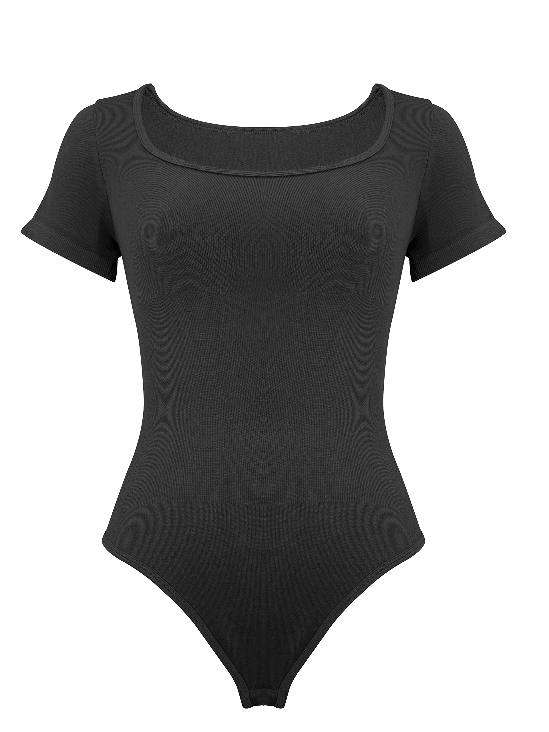 Niipty Bodysuit for Women Short Sleeve Ribbed Square Neck Tank Tops Bodysuits