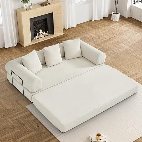 Sofá cama convertible con almohada, sofá cama plegable de pana 4 en 1 con marco de forma fija, sofá cama plegable para sala de estar, dormitorio,