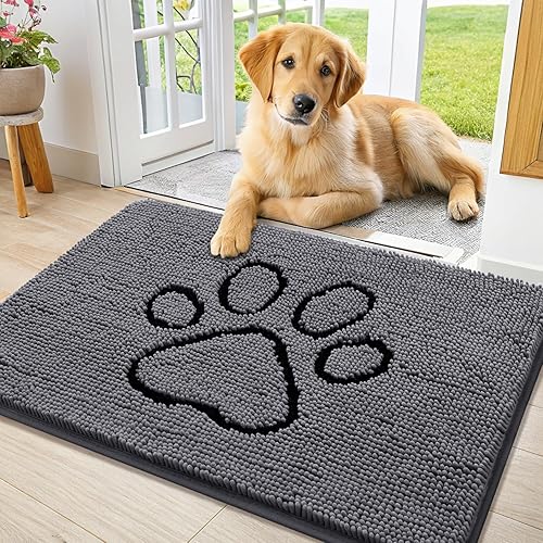 Miniatura 134 de Smiry Tapete para puerta de perro para patas fangosas, absorbente que atrapa la suciedad, antideslizante, de secado rápido, lavable, tapete de