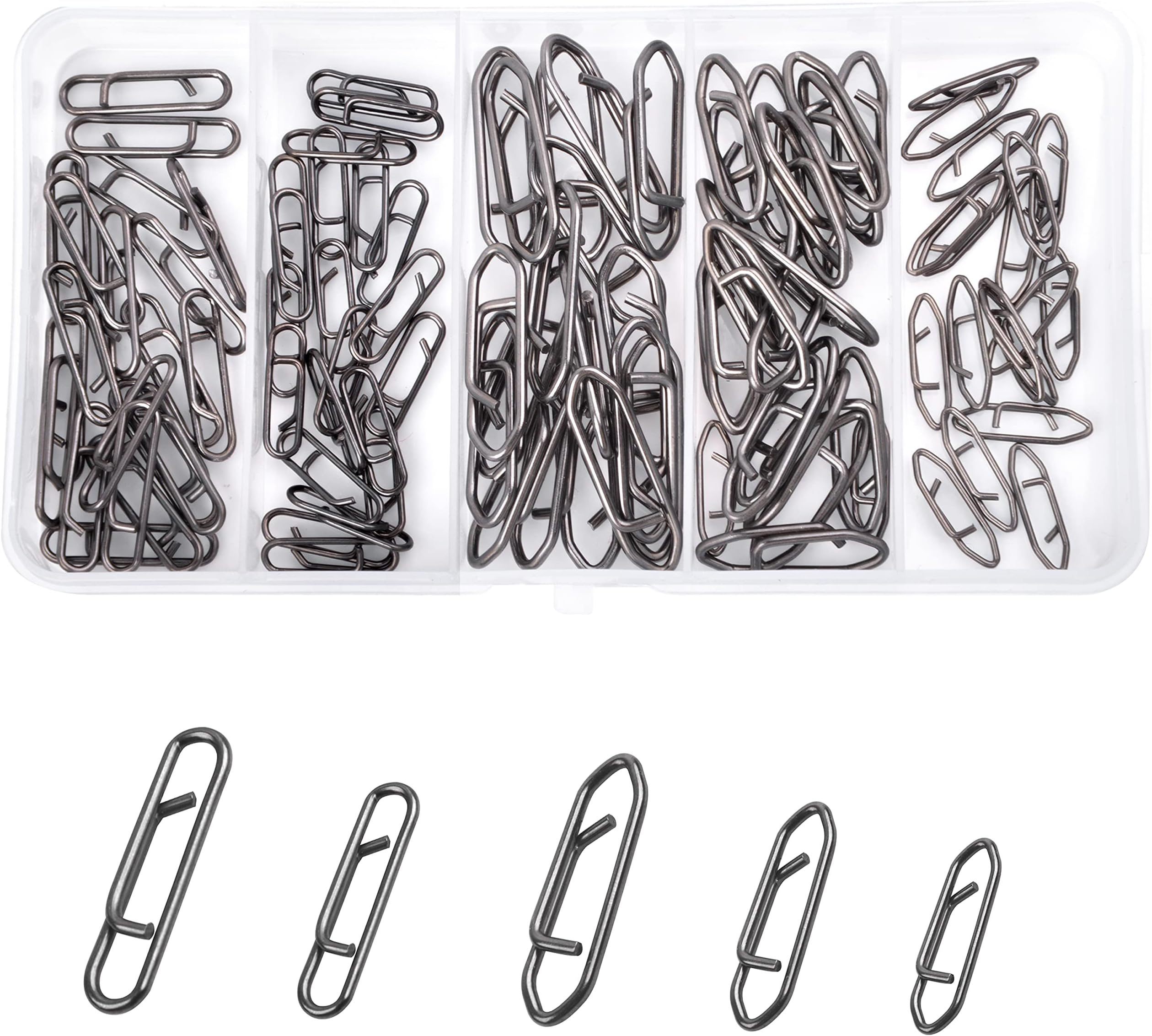 AGOOL 90PCS Fishing Power Clips Stainless Steel Fishing Speed Clips Quick Connect Clips Easy Fast Lure Change Connector for Freshwater Saltwater Line Leader Wire
