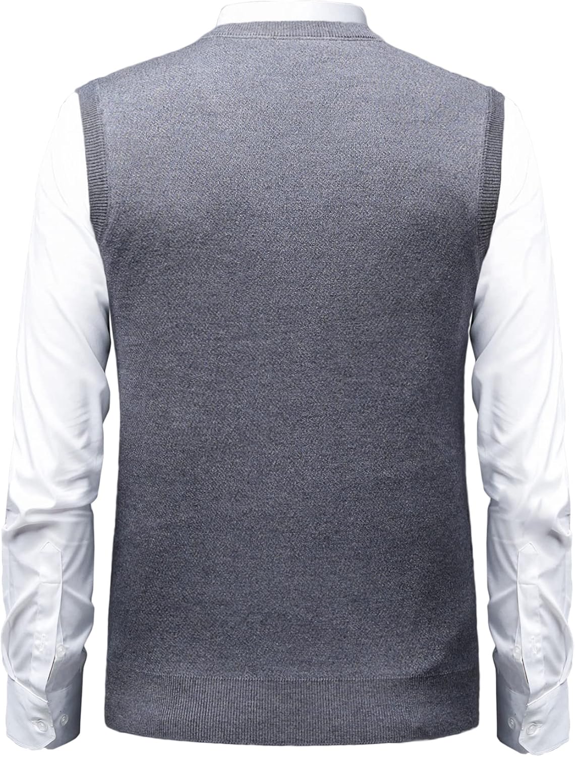 Mens Argyle Sweater Vests Classic V-Neck Sleeveless Pullover Grey Black Knitwear Nice Tank Tops for Dad Husband - Image 3