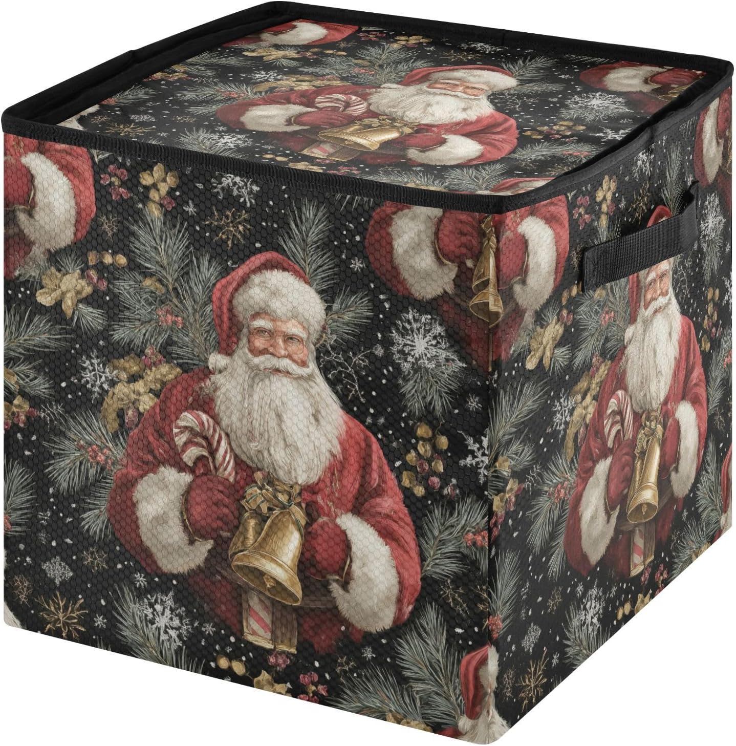 OTVEE Christmas Ornament Storage Box Holiday Decoration Organizer Stores upto 64 Holiday Ornaments Adjustable Dividers Tear-Proof Fabric Santa & Xmas Decor