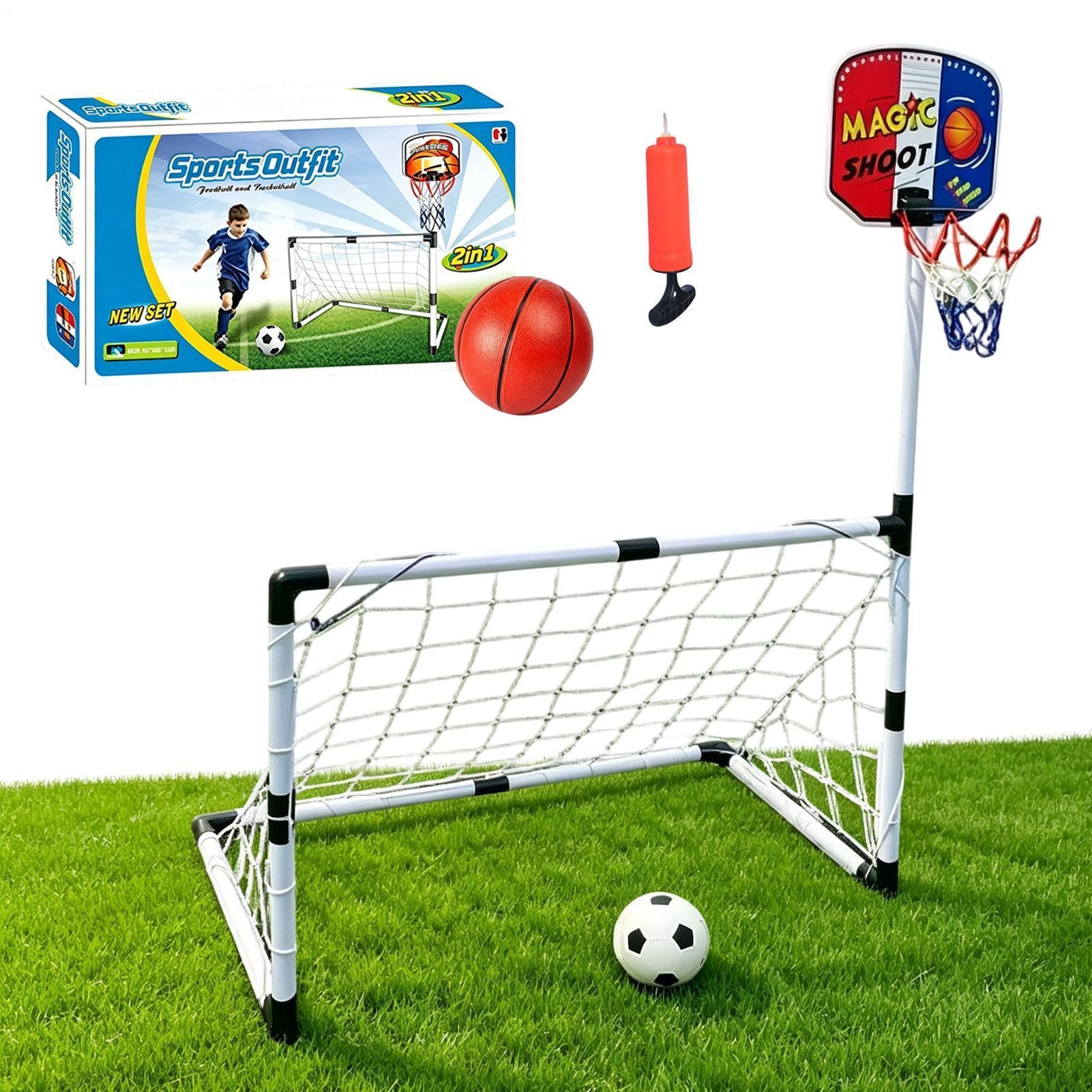 Kids Soccer Goal Portable Football Basketball Scoring Game Set