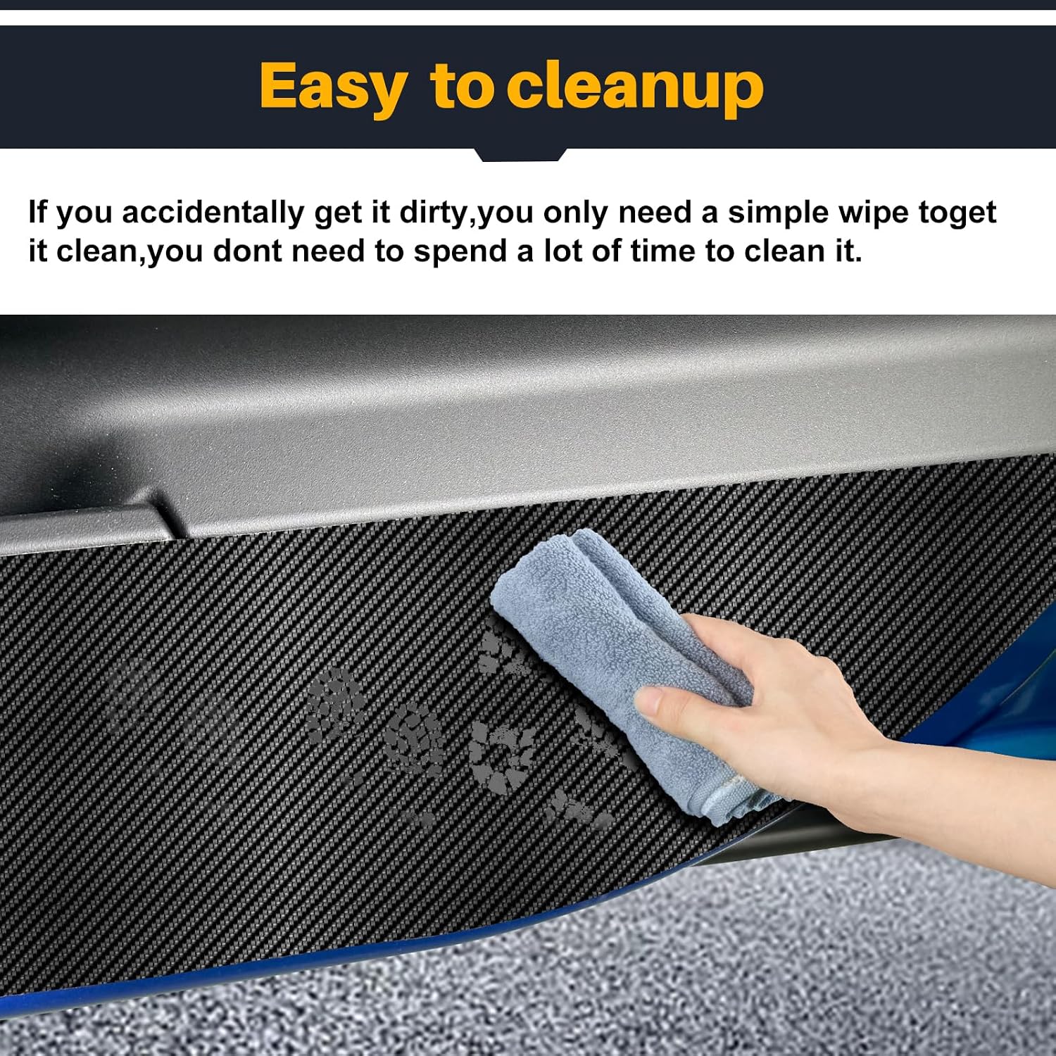 KUNGKIC for 2024 MINI Cooper S F65 Car Door Anti Kick Pad Protective Stickers Interior Decals Accessories Self-Adhesive Side Edge Protection Mats Cover (PU, Carbon Fiber Pattern)