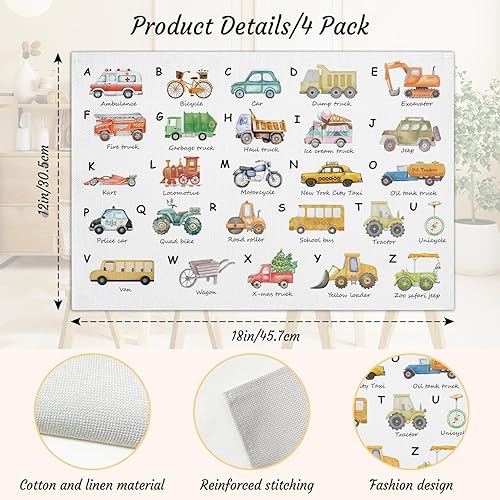 Miniatura 2 de Manteles individuales para bebés y niños pequeños, juego de 4 manteles individuales tejidos con revestimiento antideslizante impermeable, fácil de