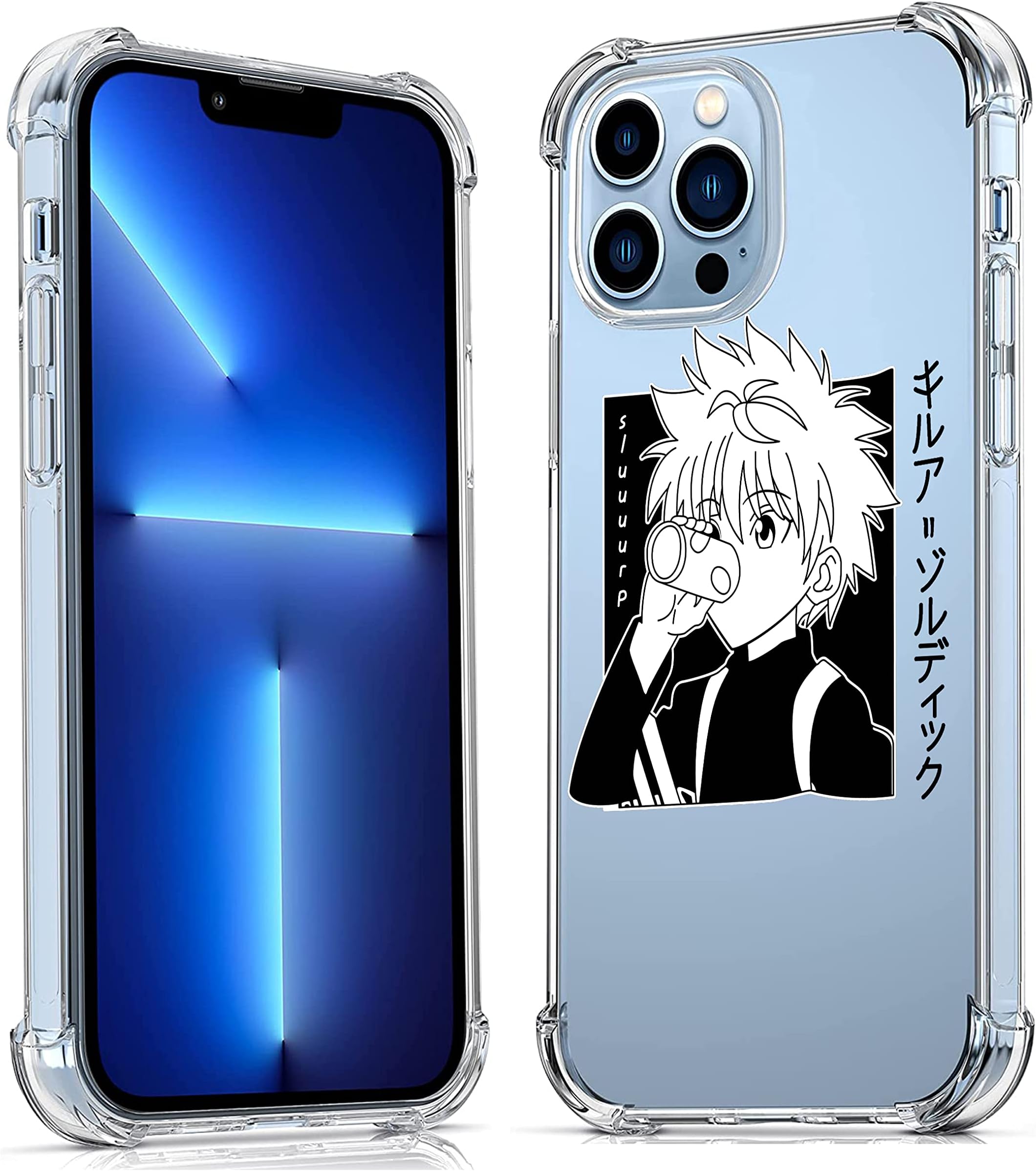 Oqplog Killua Anime Slim Fit TPU Case for iPhone 13 Pro Max, Cute Girly Clear Character Case for Girls Kids Women Teens, Shockproof Funny Cover for 6.7 Inches