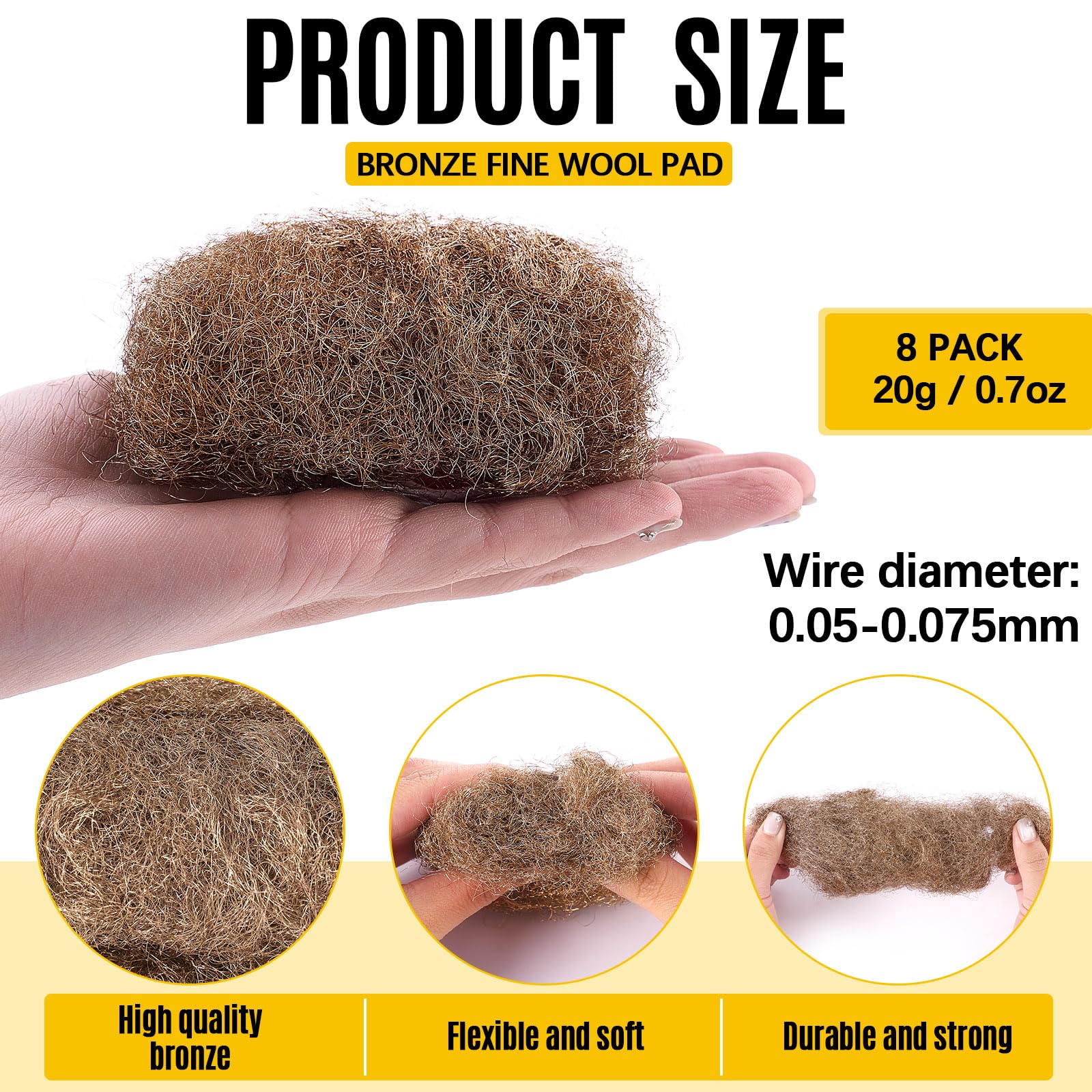 Bronze Brass Wool Pads - Fine Grit Abrasive -2