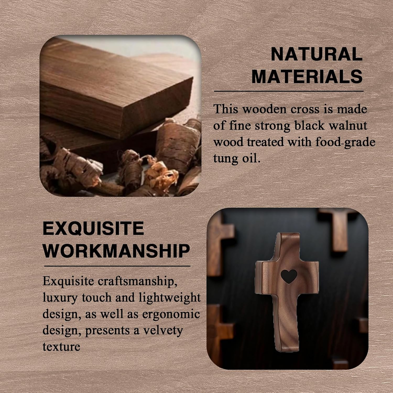 Wooden Cross Fidget,Cross My Heart,Small Wooden Crosses for Pocket and Hand Prayers,Wood Comfort Pocket Prayer Cross for Clutching, Clinging and Praying Christian Religious Gift (6PCS)