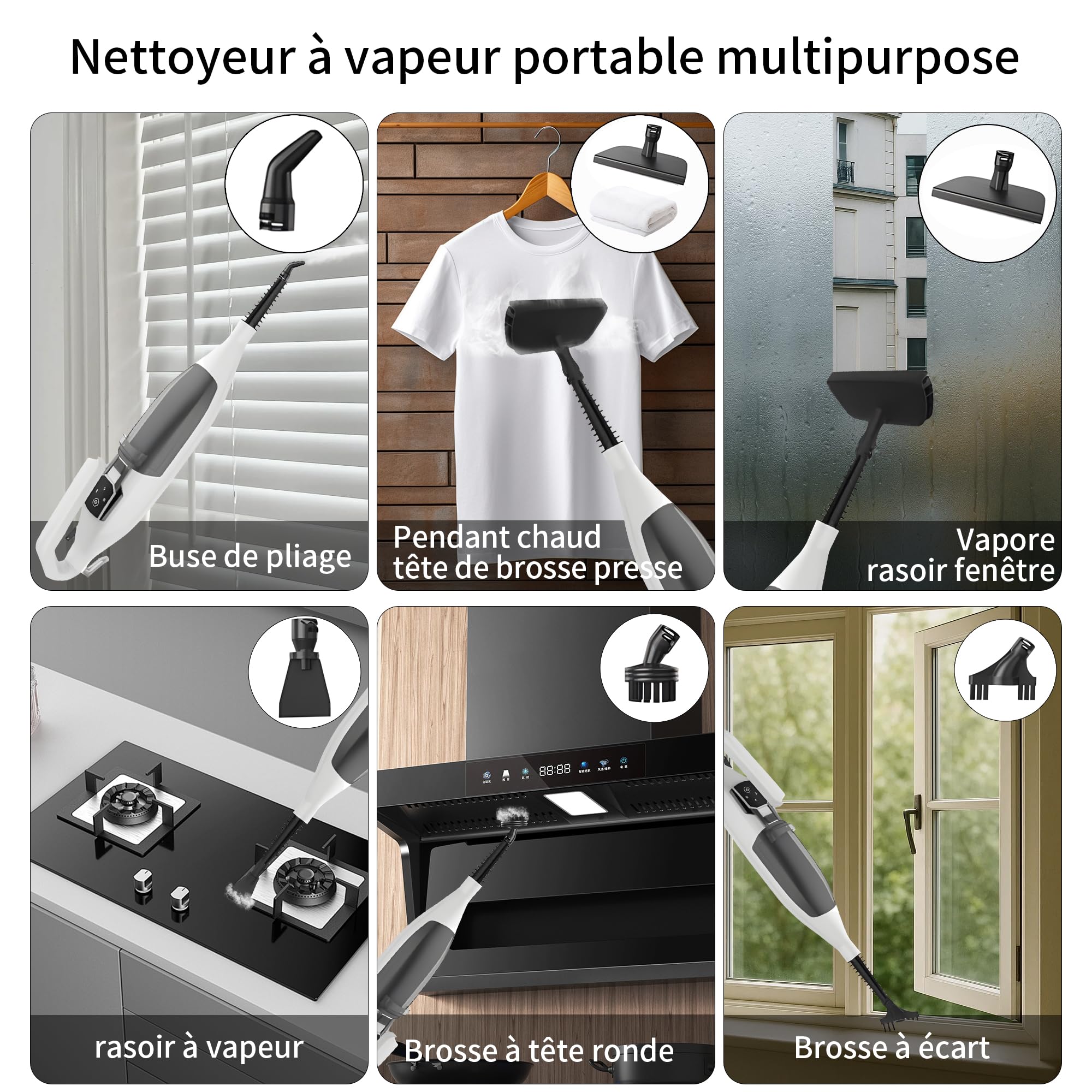 Balai À Vapeur Pour Sols Durs, Nettoyage En Profondeur, 4 Tampons Lavables Bois, Stratifié, Vinyle, Carrelage, Marbre, Nettoyeur Portable Multifonction