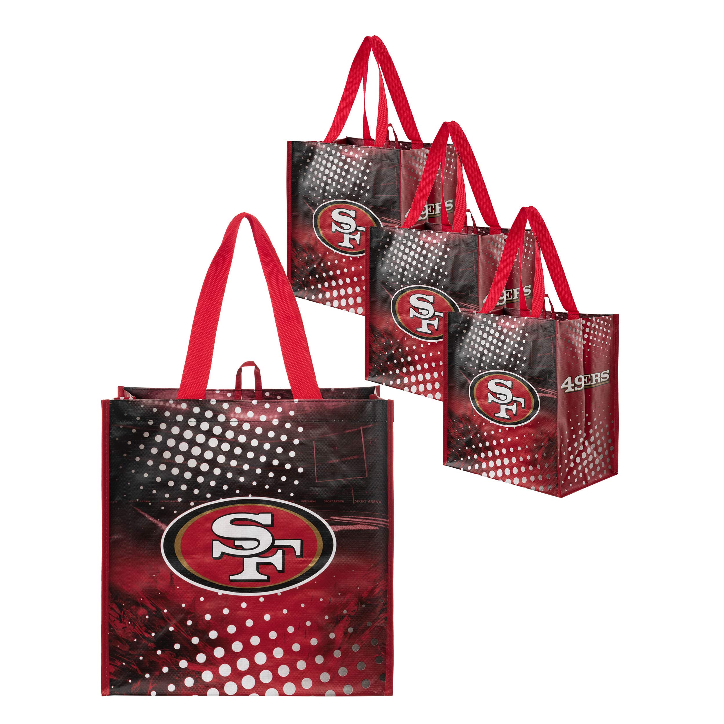FOCO NFL unisex-adult Nfl Team Logo 4-pack Reusable Grocery Shopping Bags Totes