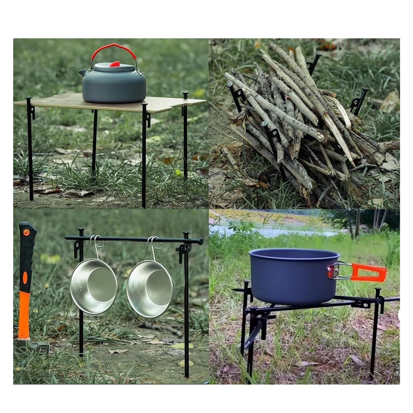 Piquets de Tente Camping Robustes, 8 pièces, piquets en Acier forgé, décoration Cour, Champ Neige, Pique-Nique, incassables et Flexibles pour Le Camping, Les Voyages(40 cm)