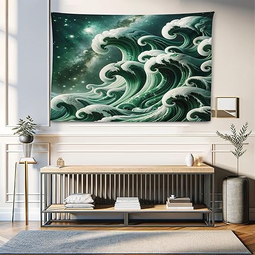 Miniatura 88 de Ambesonne Tapiz de naturaleza, silueta de oso salvaje en el bosque de la selva en la noche oscura, ilustración para colgar en la pared para Verde