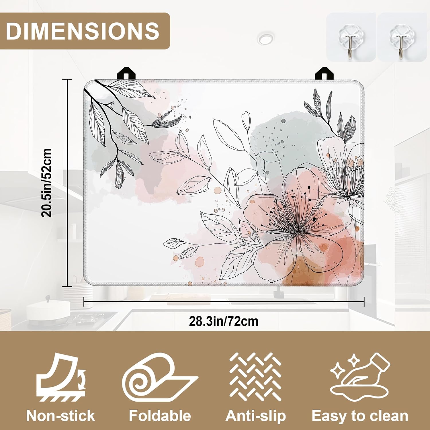 Stove Top Cover for Electric Stove Protector,Boho Poppy Flower Heat Resistant Glass Top Stove Cover Protector Ceramic Countertop Decoration Pad for Kitchen Top Covers 28 "x 20 "