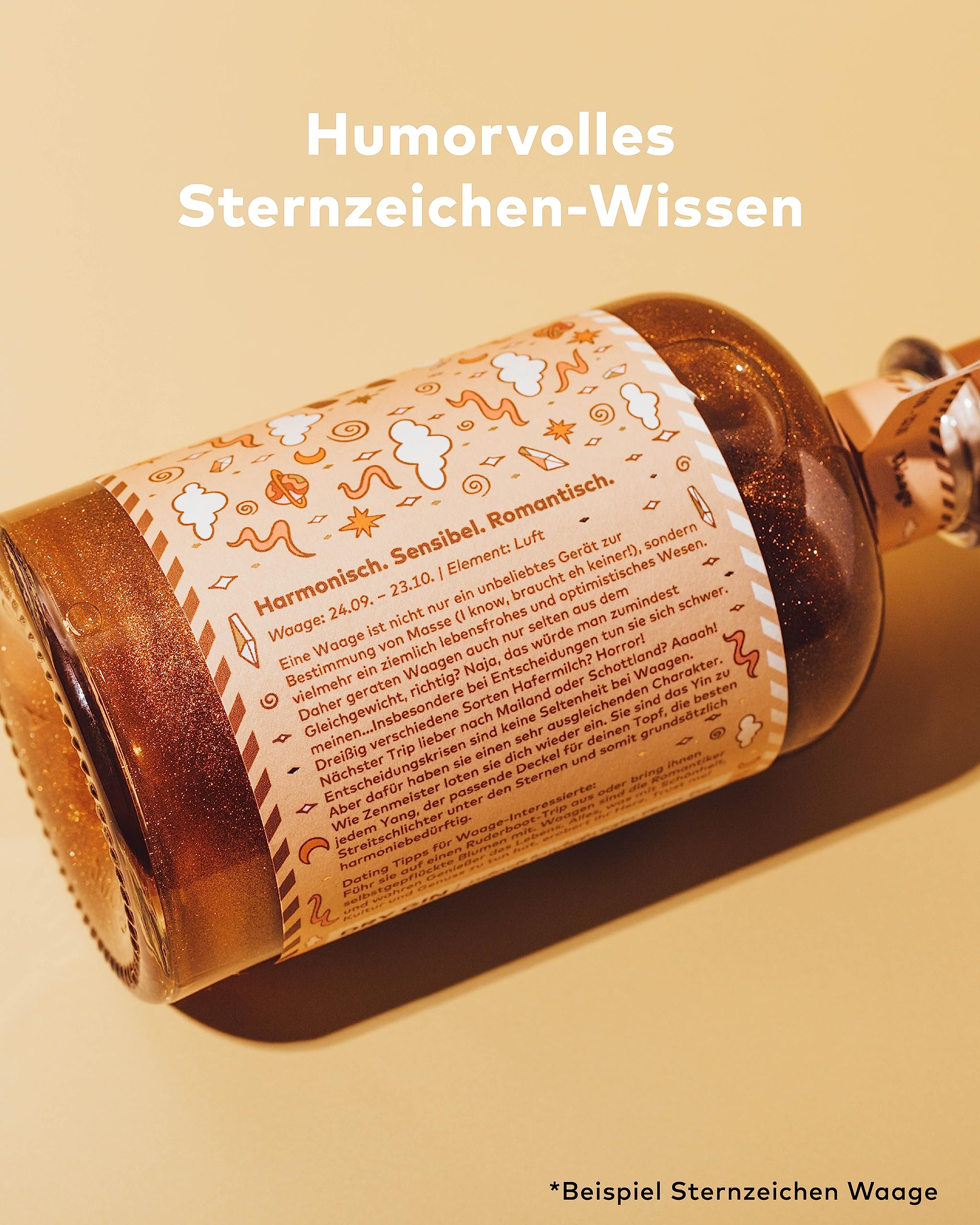 AstroloGin - WAAGE Für jedes Sternzeichen ein Farbiger Glitzer Gin mit Weißer Tee & Pfirsich aus Deutschland 41% Vol (1 x 0,5l)