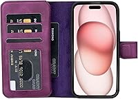 Vista 52 de HARDISTON Funda de piel auténtica de alta calidad hecha a mano para iPhone XR, tarjetero doble, funda magnética desmontable, función atril Marrón
