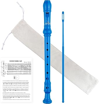 Soprano Recorder Instrument for Kids Students 8-Hole Flute Baroque Fingering with Cleaning Rod for School Beginners, Royal Blue Standard