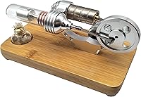 Vista 4 de Sunnytech Hot Air Stirling Engine Colourful LED Single Flywheel Education Toy Electricity Power Generator M14-03-S