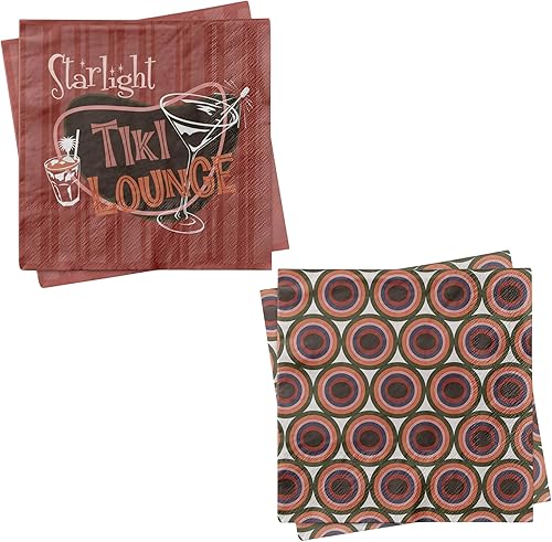 Miniatura 26 de MODLOUNGE - Servilletas de cóctel retro para decoración de fiesta, paquete de 2 paquetes de 20, servilletas de papel modernas de 3 capas de mediados