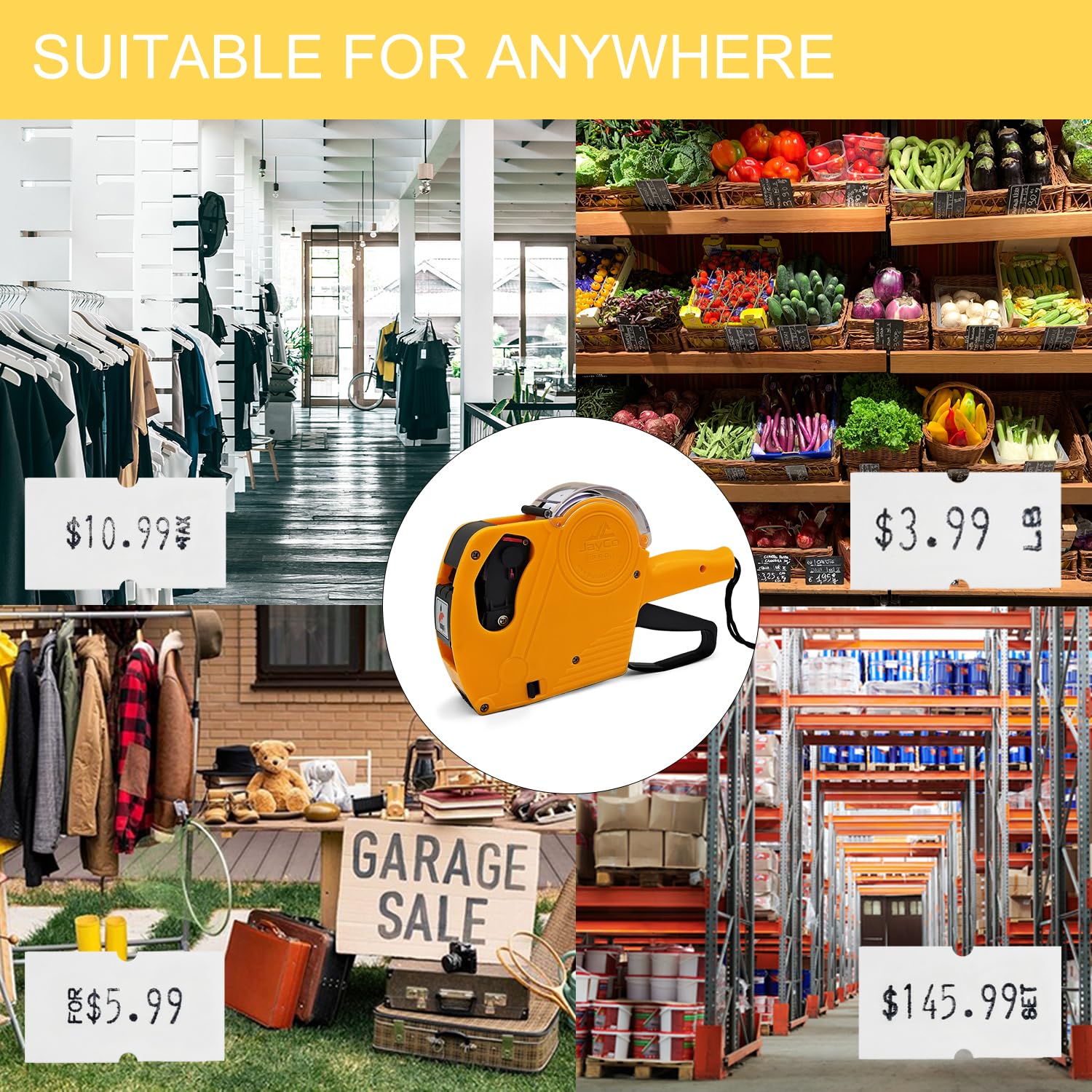 FungLam 10 Rolls 6000pcs White Price Gun Labels For Mx-5500