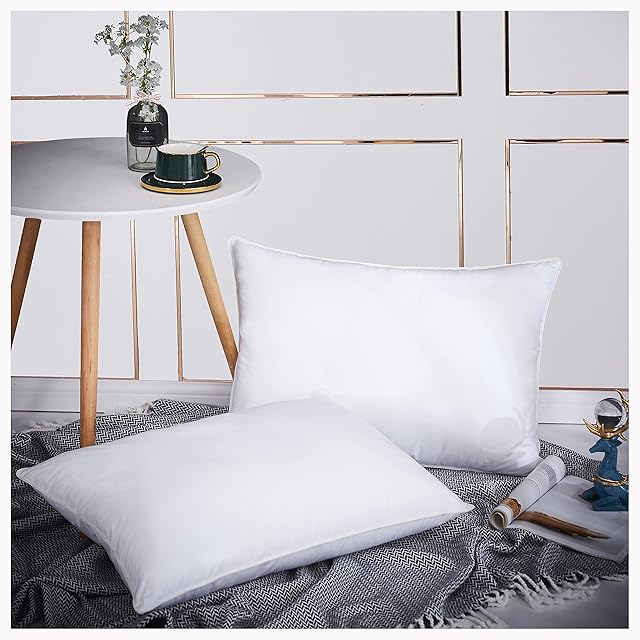 2pk Pair Pillow Goose OR Duck Feather Down Continental TC600 Hypoallergenic White Cushions Square Insert Luxury Deluxe Best Hotel Quality Super Soft Warm & Cosy Anti Allergy (Duck Pillows 2pk)