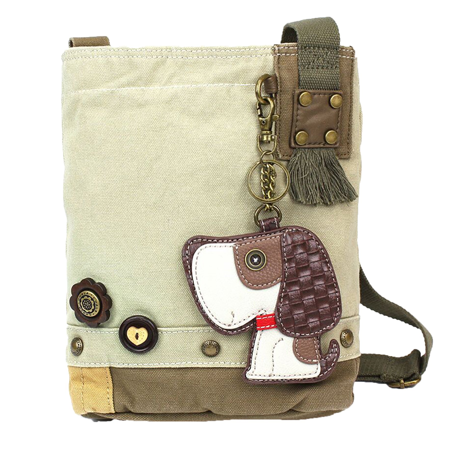 CHALA Patch Cross-Body Women Handbag, Canvas Messenger Bag Olive, Metal Charming Cross - Oliv, Medium — view 90