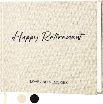 Lankaiva Happy Retirement Guest Book - Retirement Gift for Woman and Men - Congratulations Retirement Party Decorations for Colleague and Friend, Photo Retirement Book for Guest to Sign, Beige