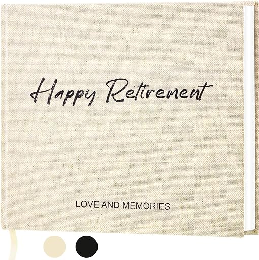 Lankaiva Happy Retirement Guest Book - Retirement Gift for Woman and Men - Congratulations Retirement Party Decorations for Colleague and Friend, Photo Retirement Book for Guest to Sign, Beige