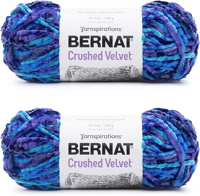 Bernat Crushed Velvet Blue Brilliance Yarn 2 Pack of 300g