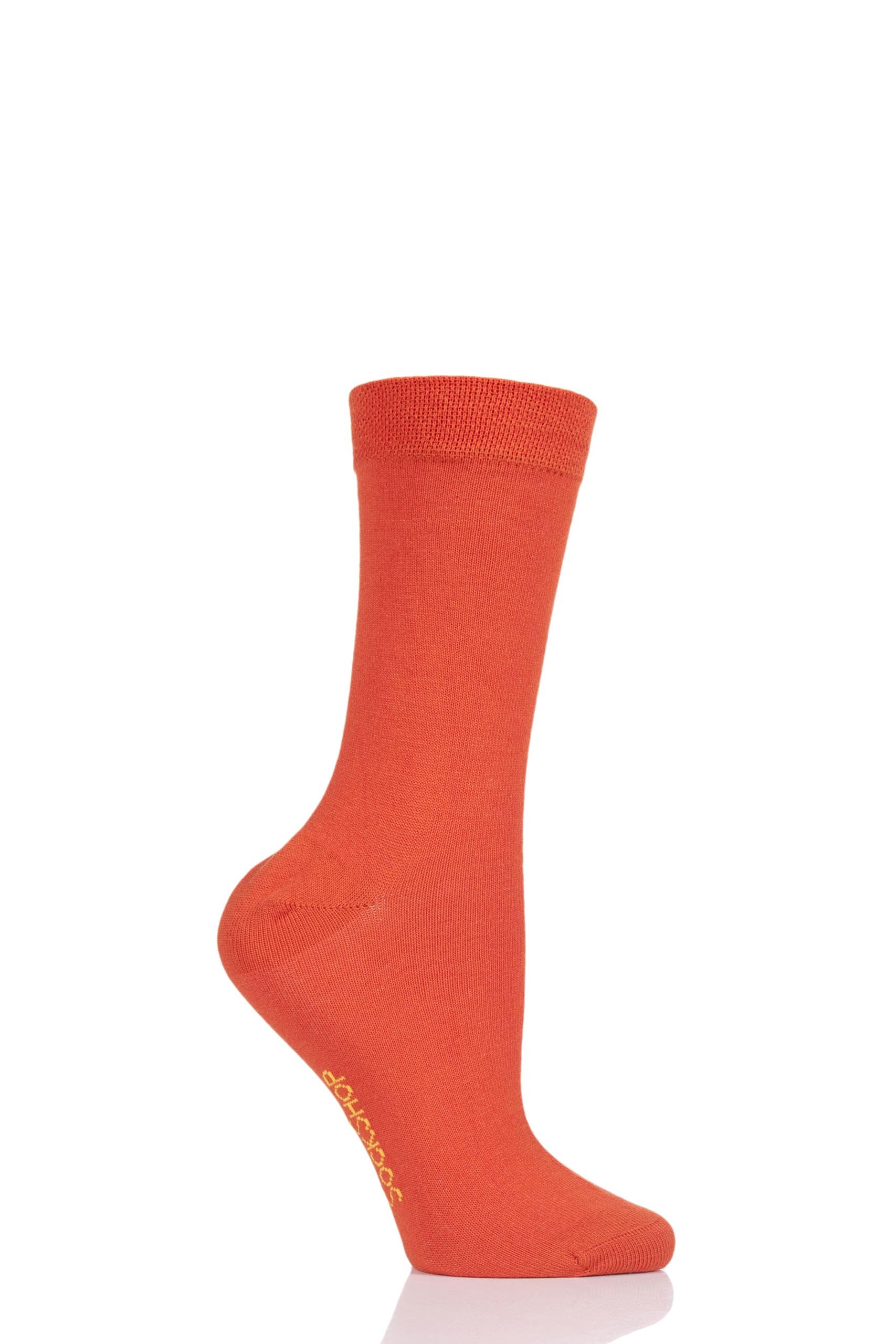 SockShop Ladies Colour Burst Vibrant Bamboo Socks with Smooth Toe Seams Pack of 1 Tangerine Dream 4-8