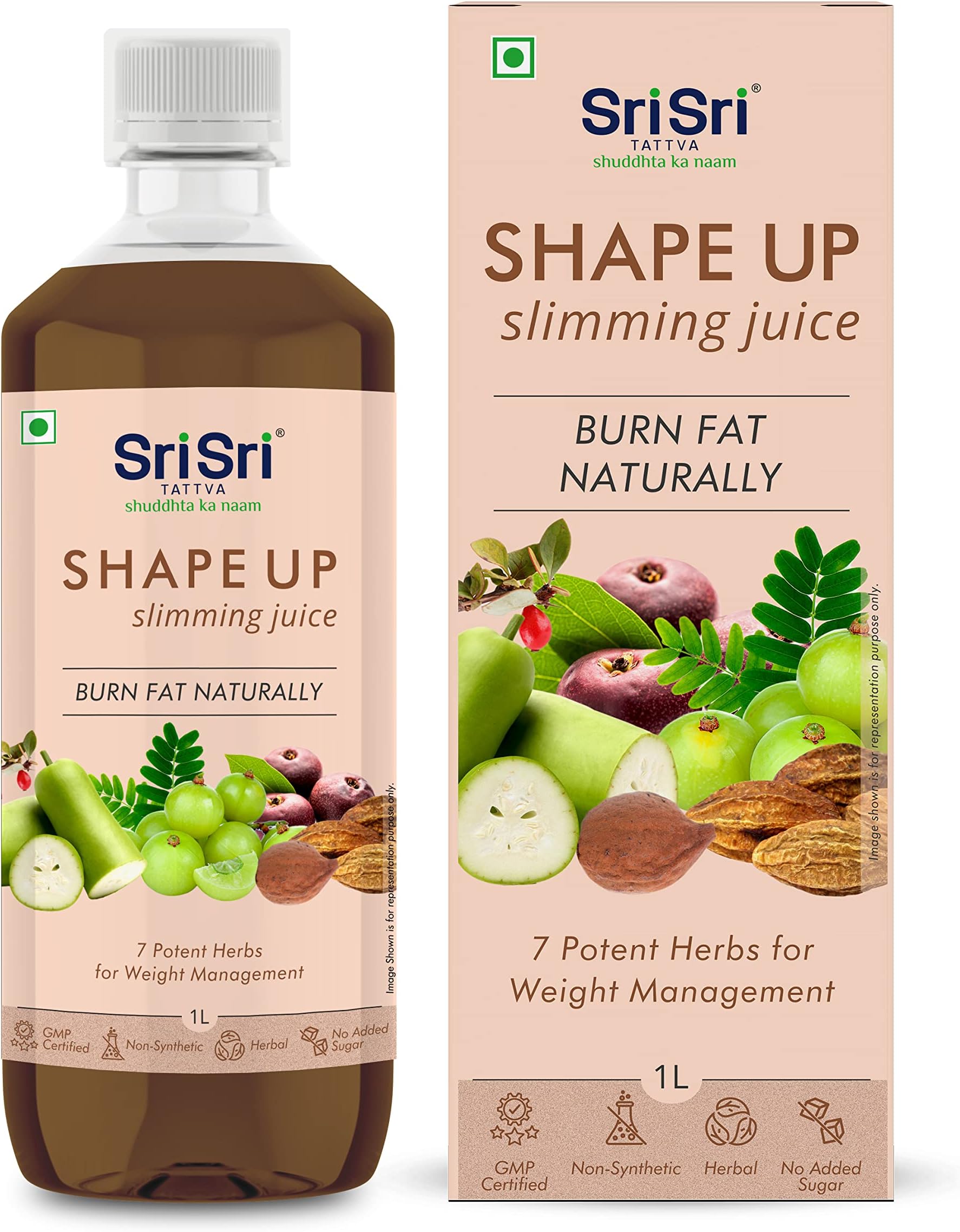 Sri Sri Tattva Shape Up Slimming Juice|7 Potent Herbs For Weight Management | 1L