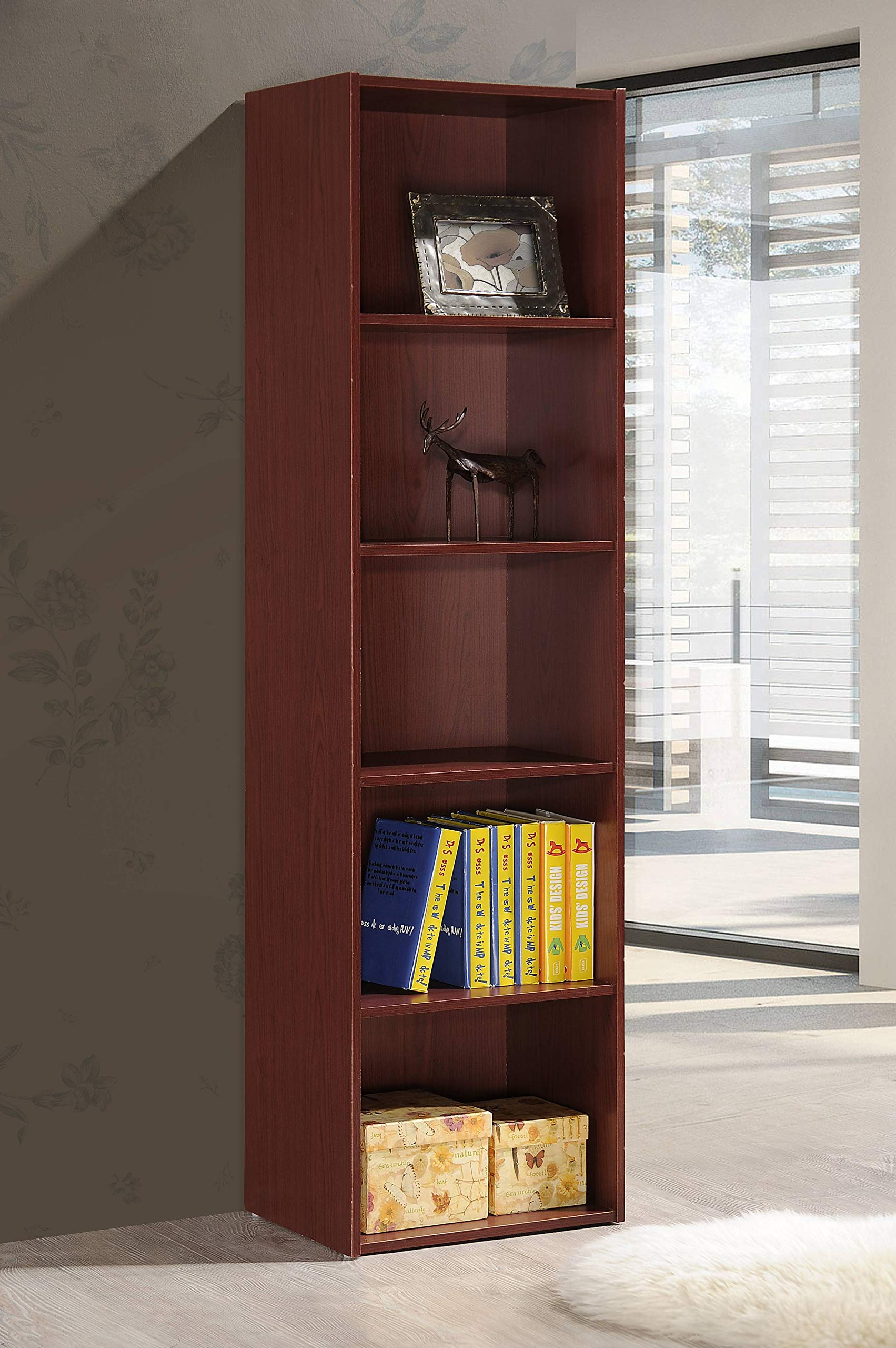 送料無料　Hodedah 本棚 マホガニー 5段 Amazon.com: Hodedah 5 Shelf Bookcase and Office Organizer : Home