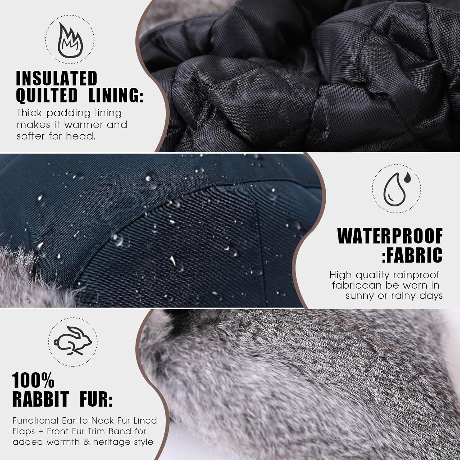 Comhats Large XL Trapper Trooper Hunting Warm Ear Flap Russian Ushanka Winter Ski Cold Weather Bomber Hats for Men - Image 6