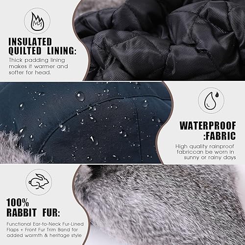 Vista 8 de Comhats Gran XL Trapper Trooper Caza Cálido Oído Solapa Rusia Ushanka Invierno Esquí Clima Frío Bombardero Sombreros para Hombres